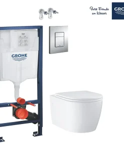 WC Комплект 3в1 включващ тоaлетна чиния BauEdge + структура Grohe и бутон