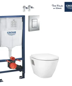 WC Комплект 3в1 включващ тоaлетна чиния + структура Grohe и бутон