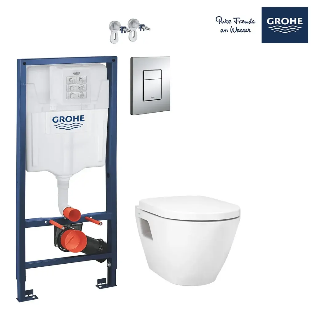 WC Комплект 3в1 включващ тоaлетна чиния + структура Grohe и бутон